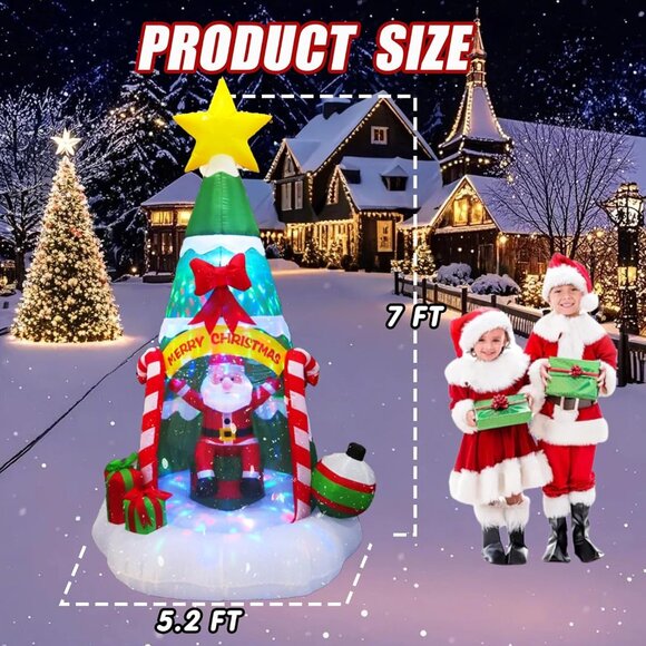 ⚡7 FT Christmas Inflatable Tree Santa and Gift Boxes Blow Up Outdoor Decoration - Picture 2 of 7